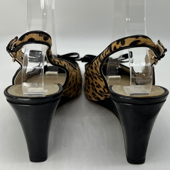 Ellen Tracy Cheetah print leather Wedge slides.  SZ: 6.5. - Picture 10 of 10